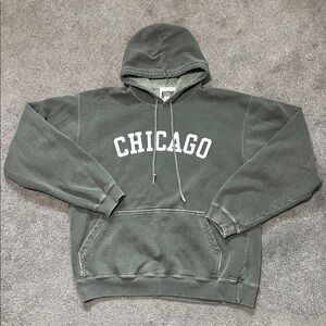 Austins Vintage Chicago Hoodie Size Medium Green Grey